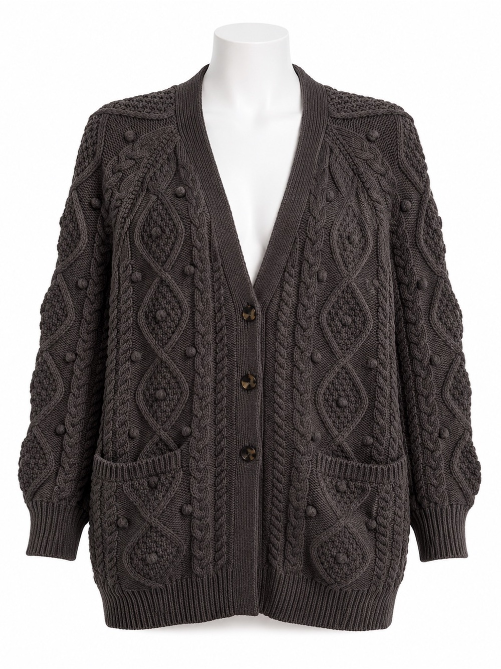 Size M Women’s Wilfred Montpellier Cardigan Merino Wool Cable Knit Taupe - Picture 1 of 9